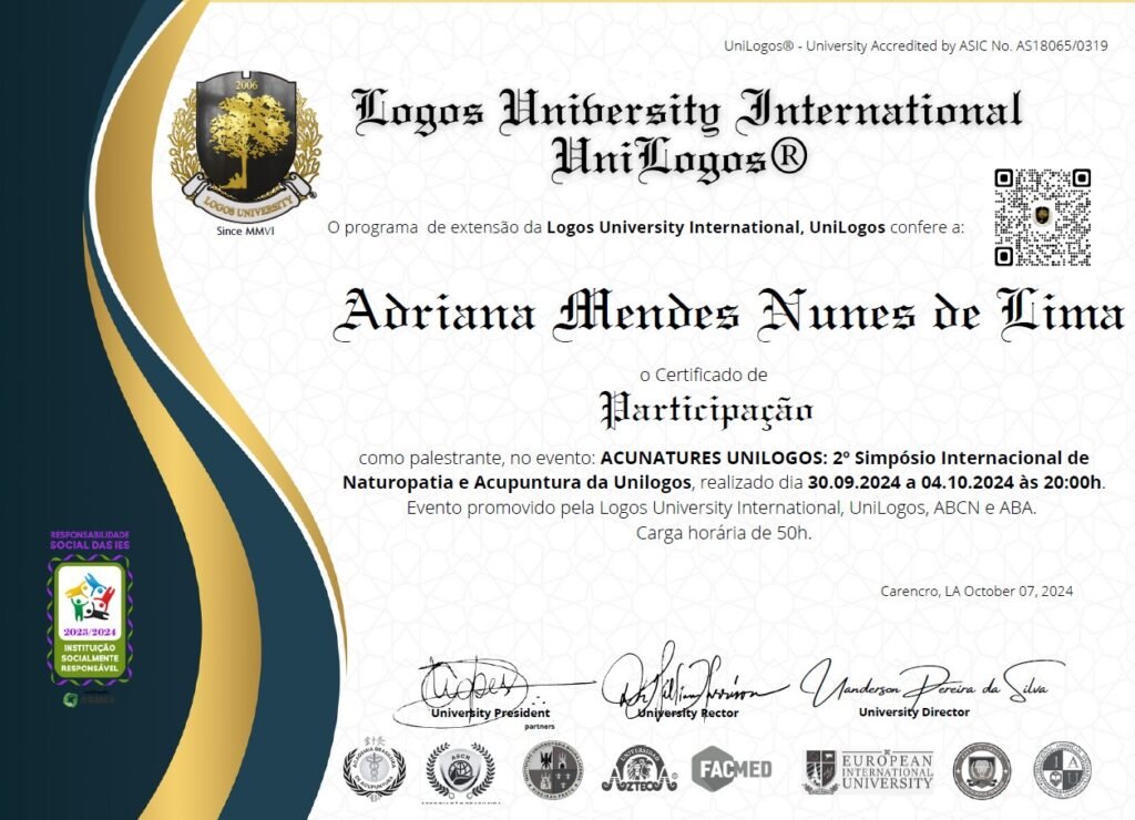 Certificado Acunatures Unilogos 2024