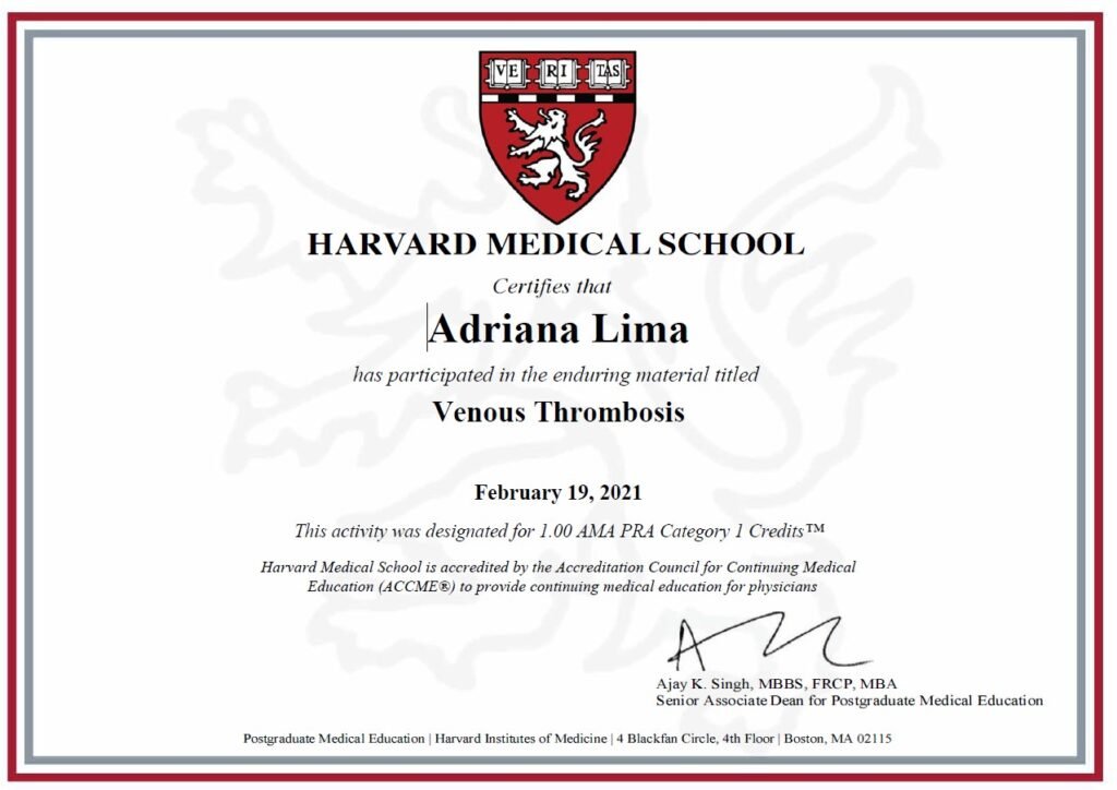 Certificado - Harvard Medical School (Adriana Mendes)